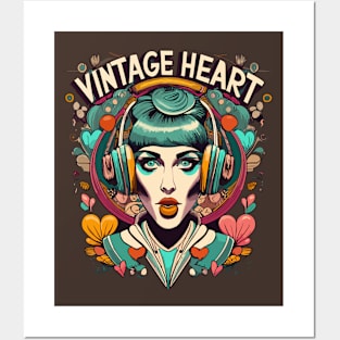 Vintage Heart Girl Illustration Posters and Art